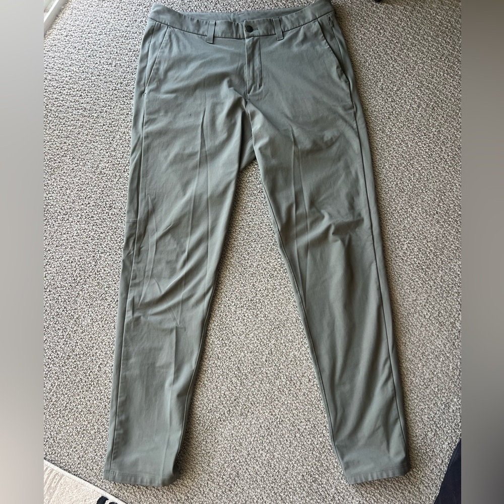 Lululemon Commission Pant Slim Warpstreme 34” waist 34” length - green / grey